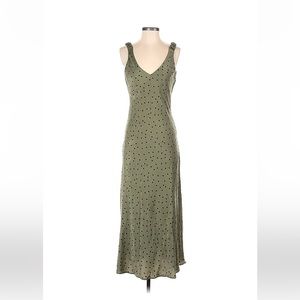 Zara Olive Green Polka Dot Midi Dress